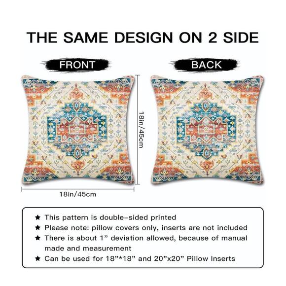 NWT Ohok Shang Hai Boho Pillow Covers Set Of 2 Mandala Design 18x18 - Picture 2 of 8